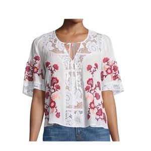 For Love and Lemons Isabella Embroidered Top
White Red Crochet Lace S